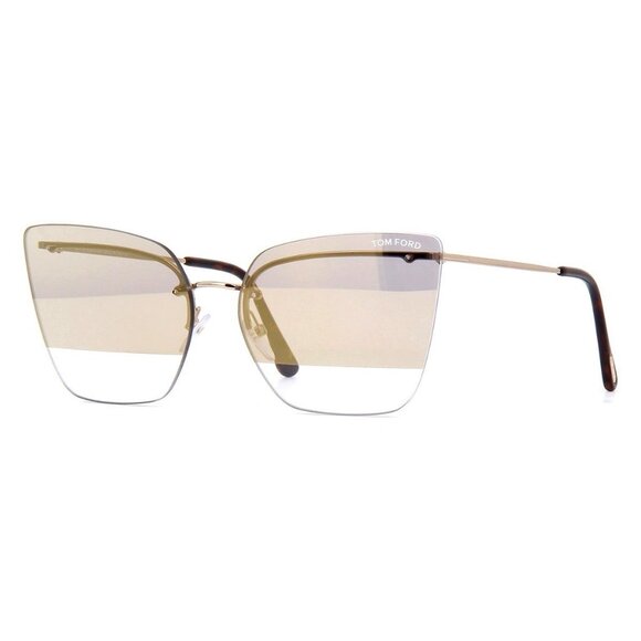A0550Z New TOM FORD Camilla Gold Semi Rimless Cat Eye FT0682 28G Sunglasses Wome - Picture 1 of 4